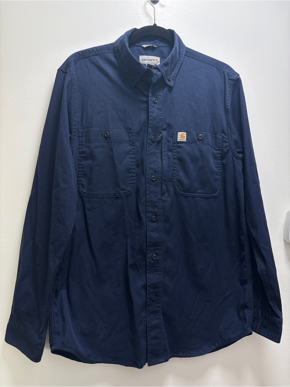 Carhartt Navy Button-Down Work Shirt with Chest Pockets